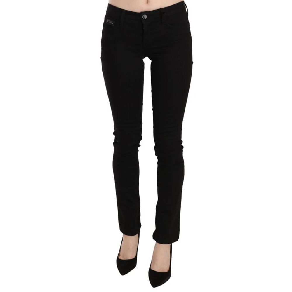 Costume National Elegant Black Mid Waist Slim Fit Women's Jeans
